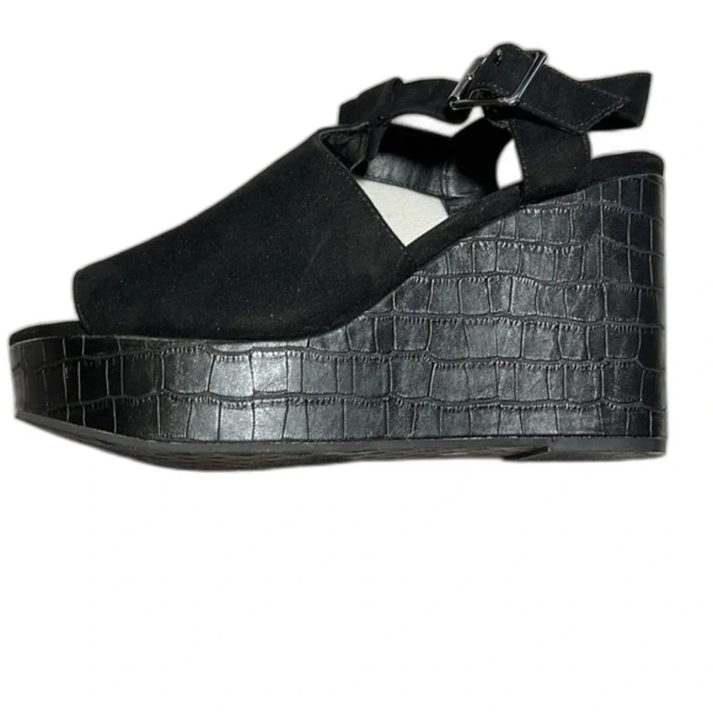 BC Footwear Here We Go Black Wedge Sandals Size 9